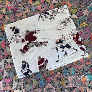 Pottery Barn Kids Organic Cotton Baseball Duvet Cover Twin "Vintage Hockey"
